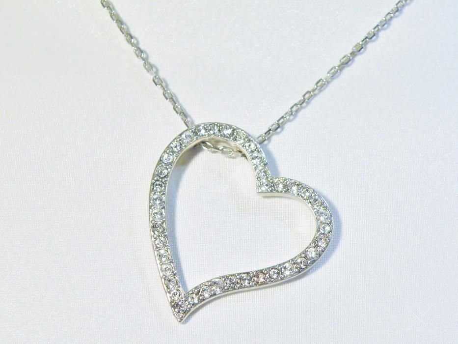 Элитная бижутерия подвеска SWAROVKI "Heart" (18-24 см, родий)