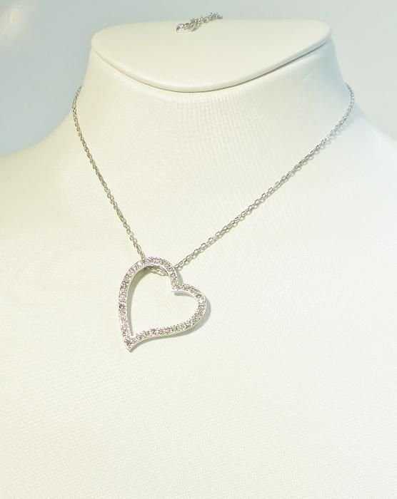 Элитная бижутерия подвеска SWAROVKI "Heart" (18-24 см, родий)