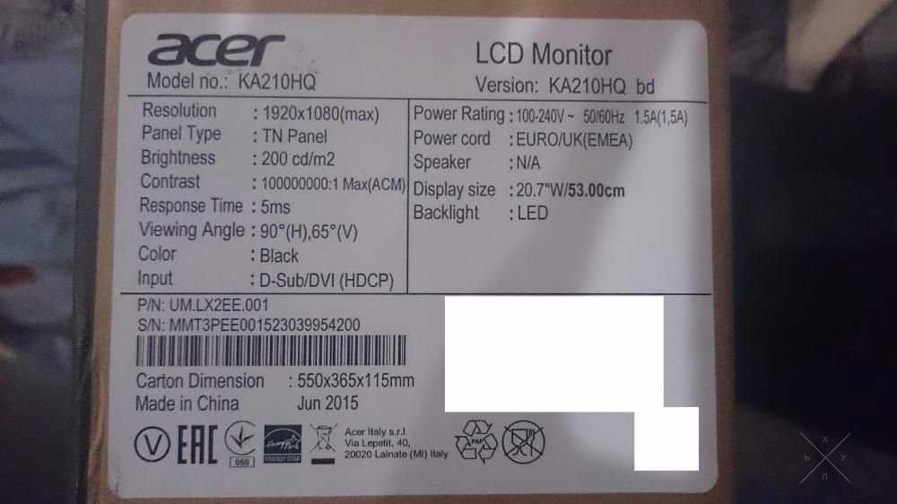 продам монитор FULL HD ACER 21" KA210HQ bd