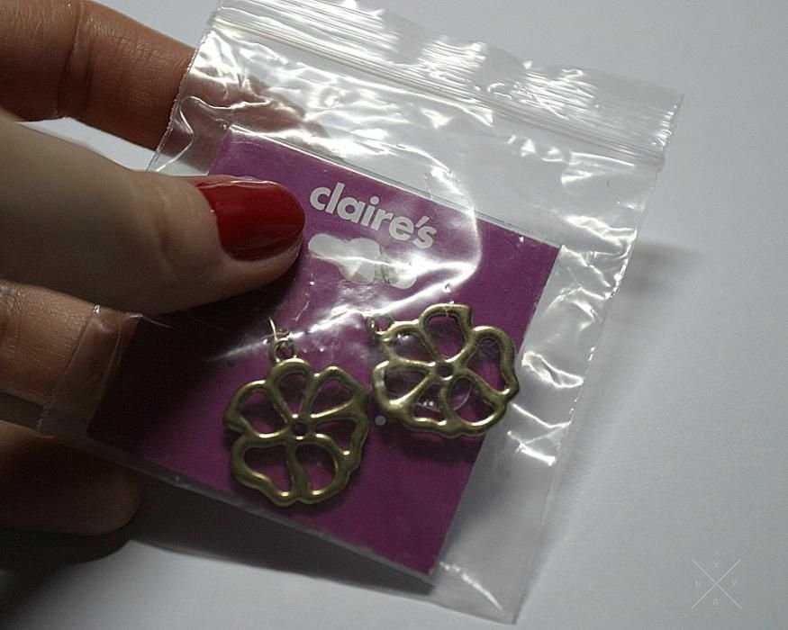 Серьги сережки женские золотые бижутерия цветок Claire's США