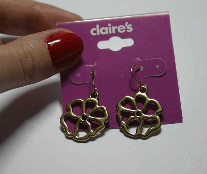 Серьги сережки женские золотые бижутерия цветок Claire's США