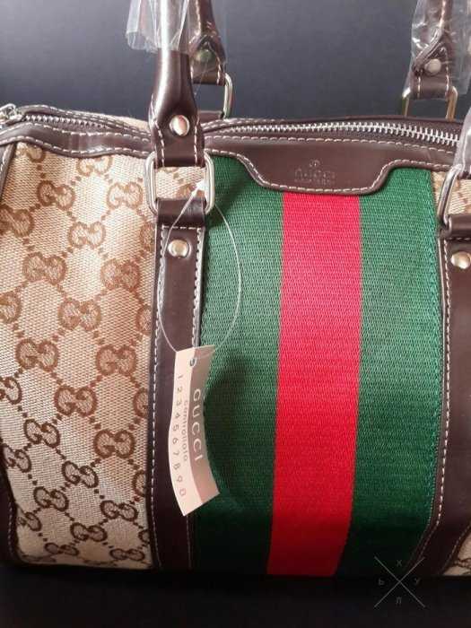 Новая женская фирменная брендовая сумка Гучи Gucci бочонок канва