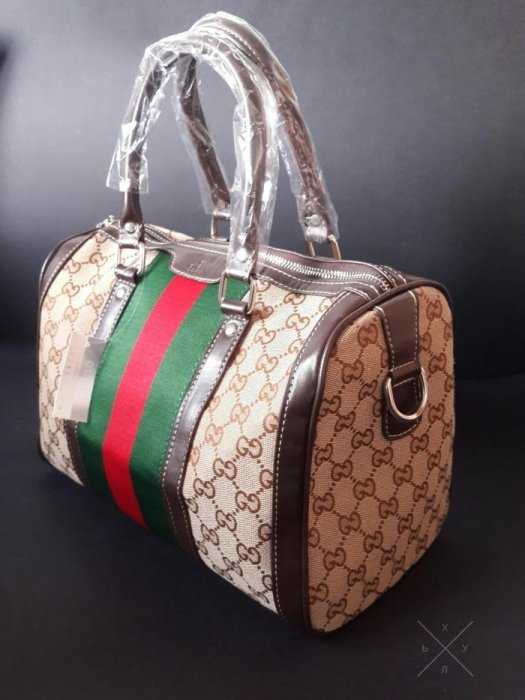 Новая женская фирменная брендовая сумка Гучи Gucci бочонок канва