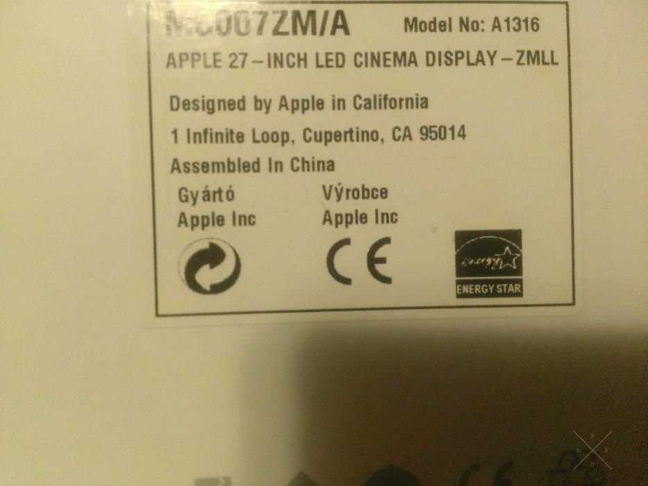 Монитор 27" Apple Led Cinema Display A1316