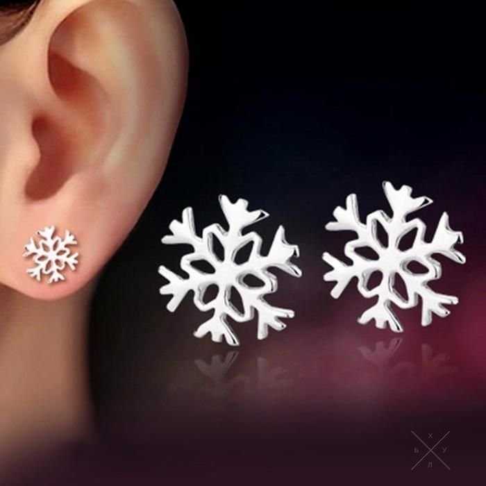 Серьги, сережки, серьги-снежинки, гвоздики, украшения, бижутерия