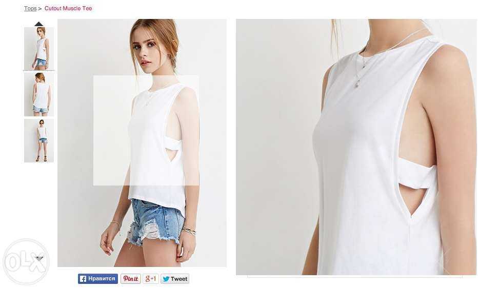 футболка forever 21 forever21 Cutout Muscle Tee