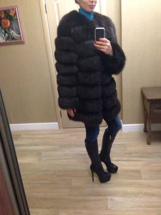 Шуба из песца цвета шоколад. Трансформер.