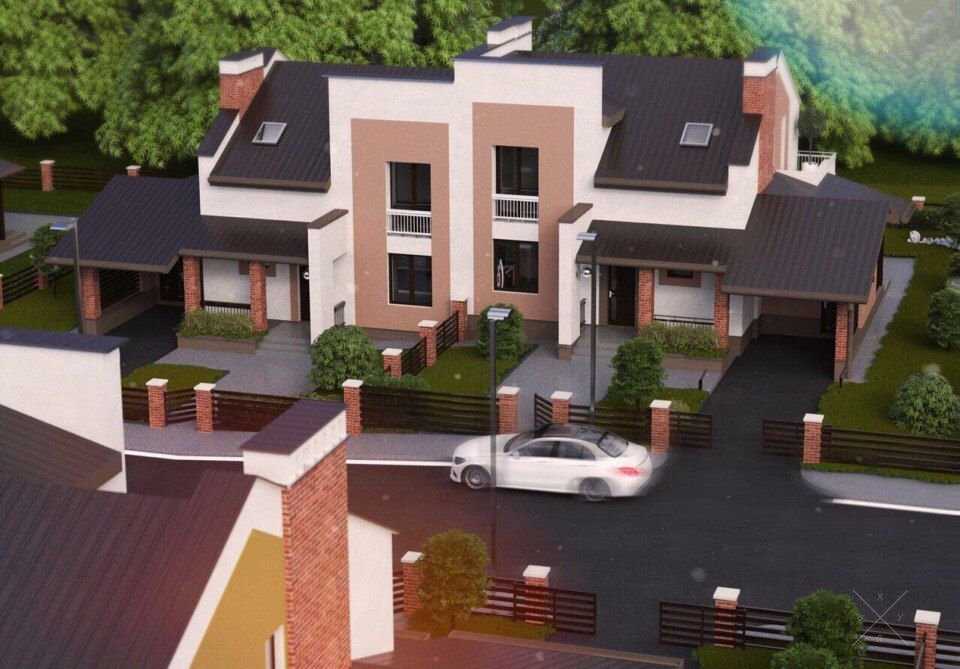 Сучасний котедж з дерев`яною терасою