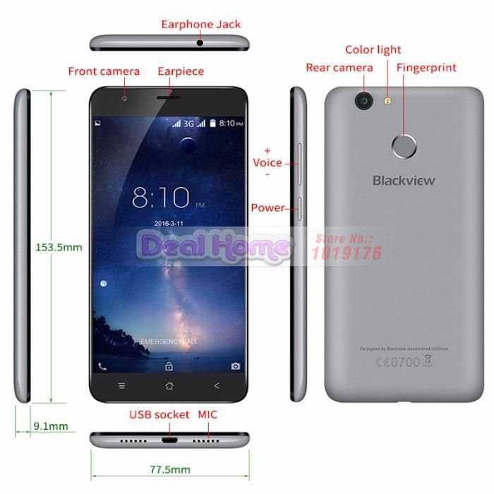 Blackview E7s сканер отпечатков пальца Android 6, 4 ядра 2 Гб 16 Гб