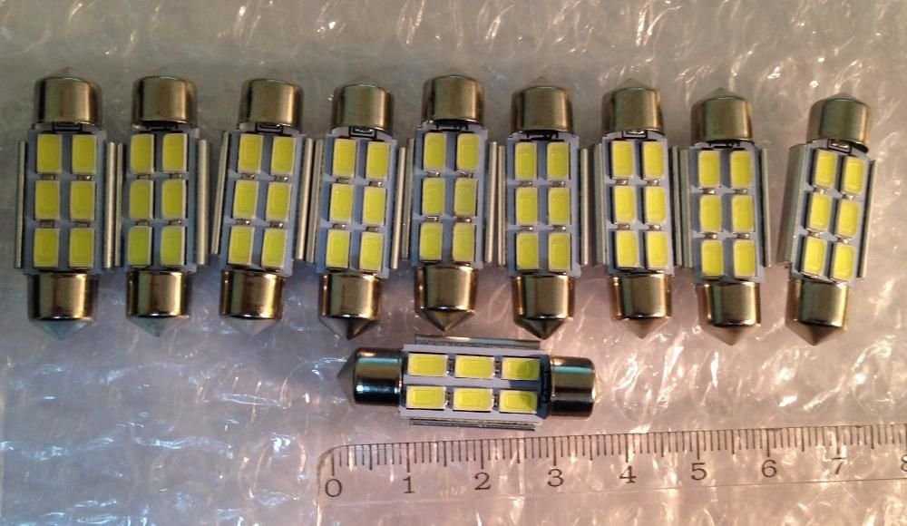 Автомобильная LED лампа C5W 36 мм для освещения салона авто, номера...