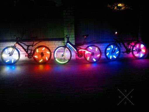 Велоподсветка на колеса велосипеда.Яркое велосипедное освещение led