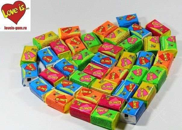 Жвачки Love is жевательная резинка лове ис 5 вкусов мешочек 50 жвачек