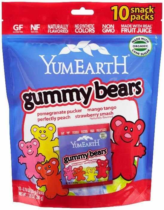 Органические конфеты YumEarth из США, мармеладные мишки 10упак. по 25г