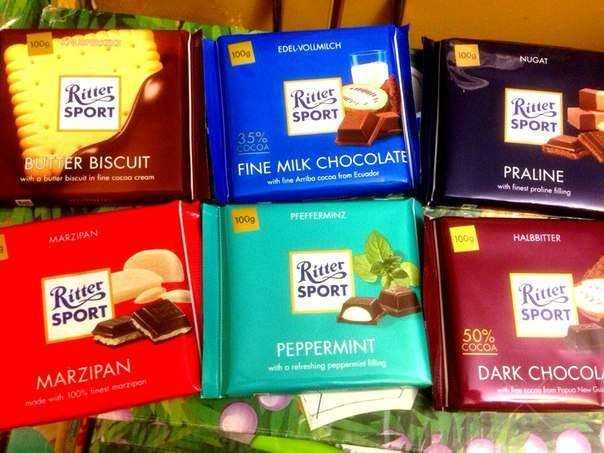 Шоколад Ritter sport в наличии (Германия)