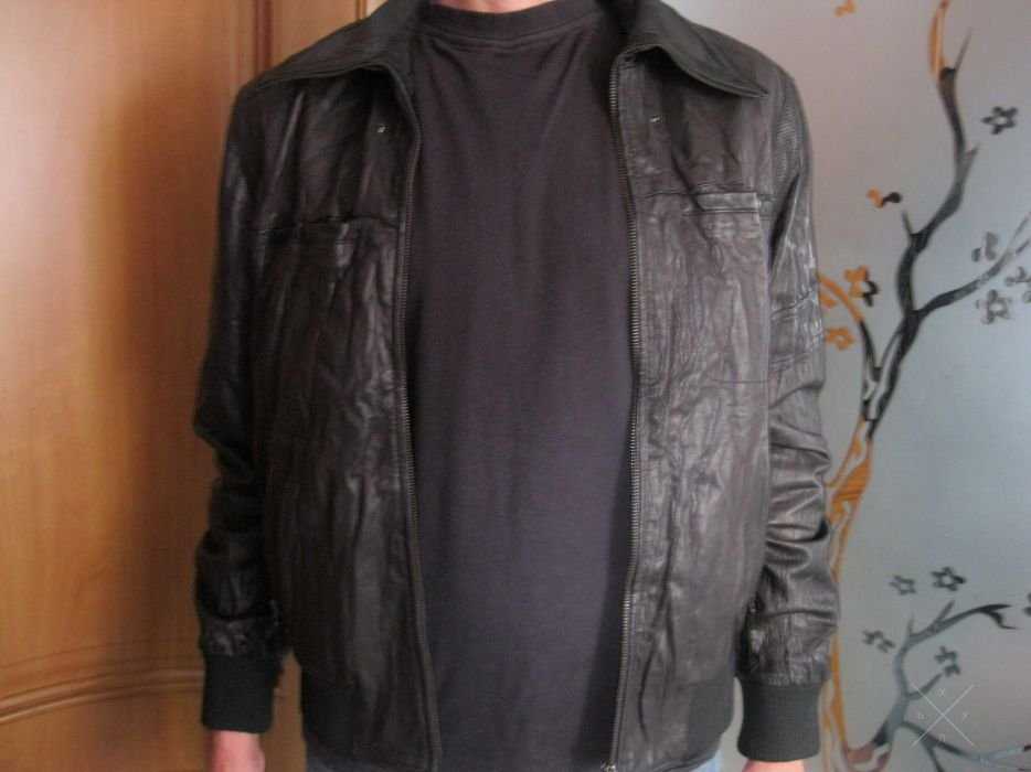 Мужская Курточка, куртка, ветровка кожа Zara Men evr.XL, новая!!!