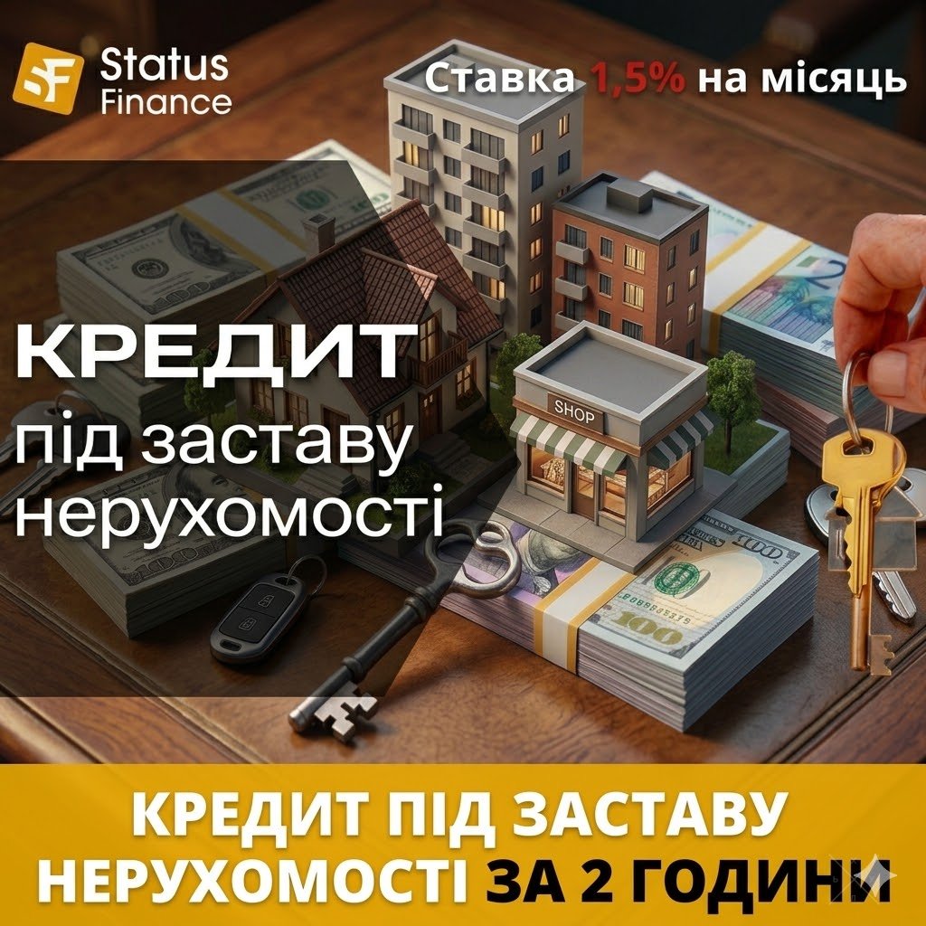 Гроші під заставу житлової та комерційної нерухомості від Status Finance у Києві.
