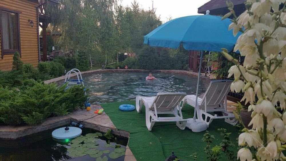 Дом посуточно с бассейном, купелью на берегу реки, возле леса .