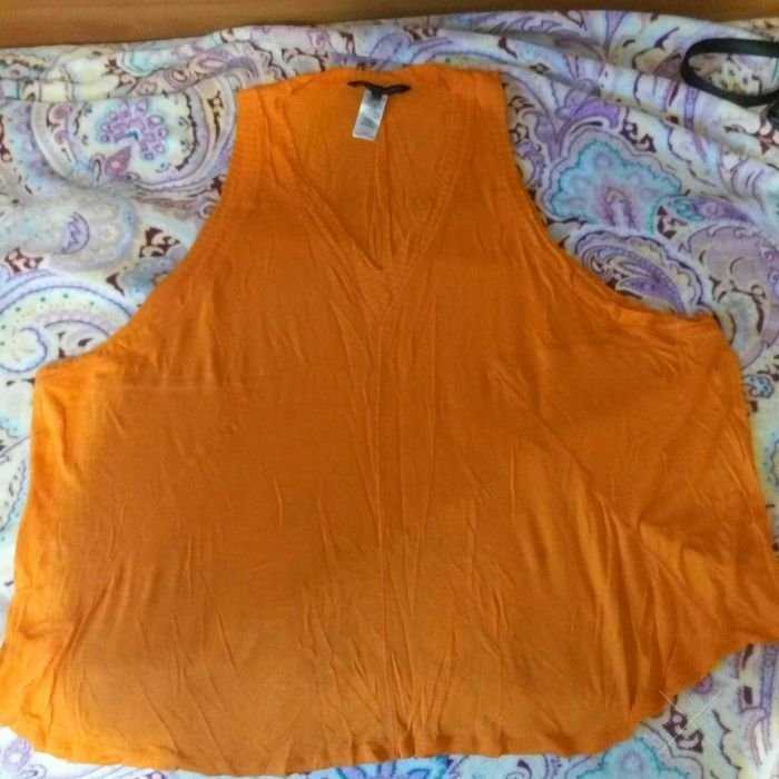 яркая оранжевая майка оверсайз oversize футболка топ под купальник