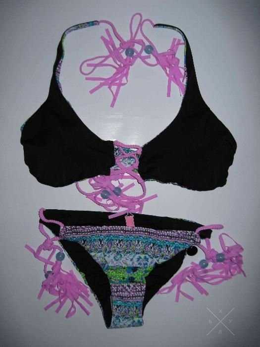 Новый двухсторонний купальник Victoria's Secret оригинал черный яркий