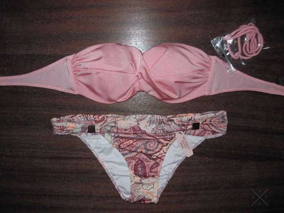 Новый розовый купальник бандо Victoria's Secret оригинал 34В Very Sexy