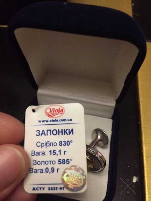Запонки серебро/золото