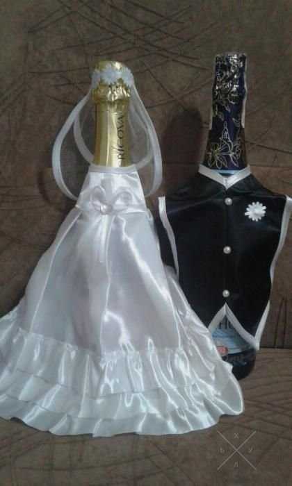 Свадебные аксессуары.Ползунки.Одежка на шампанское.Фигурки для торта