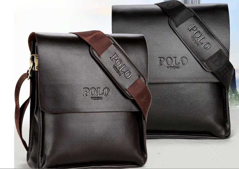 Мужская кожаная сумка POLO. Сумка-планшетка. Сумка через плечо. Барсет